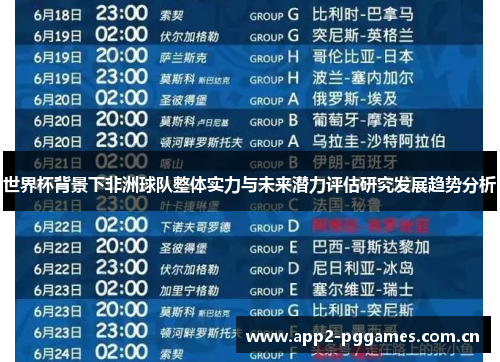 世界杯背景下非洲球队整体实力与未来潜力评估研究发展趋势分析